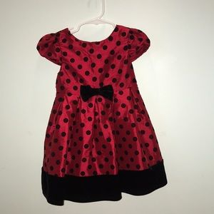 George size 3T red w black flocked dots.